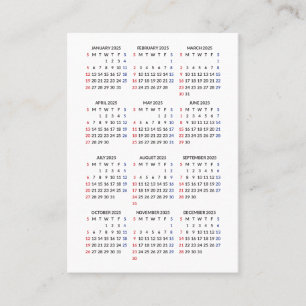 2024 Söndag Start Mini-Calendar All White Visitkort