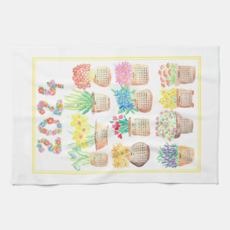 2024 Söt Calendar Kitchen Tea Towel Flowers Kökshandduk