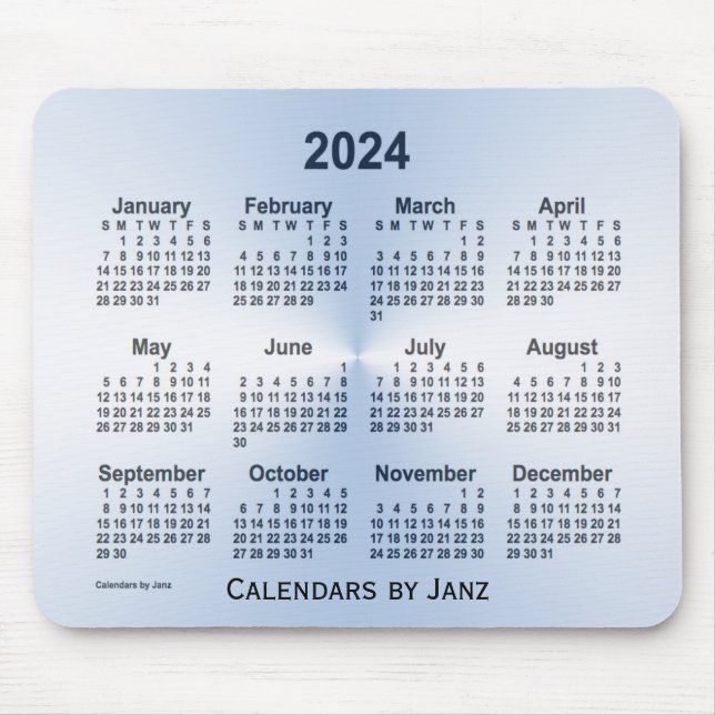 2024 Stålblå kalender av Janz Mouse Pad Musmatta (Framsidan)