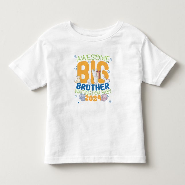 2024 Storebror i väntan på Baby T Shirt (Framsida)
