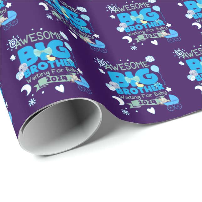 2024 Storebror i väntan på Nyfödd bebis Presentpapper (Rullad Hörn)