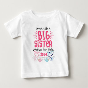 2024 Storsyster som väntar på Nyfödd bebis Syskon T Shirt