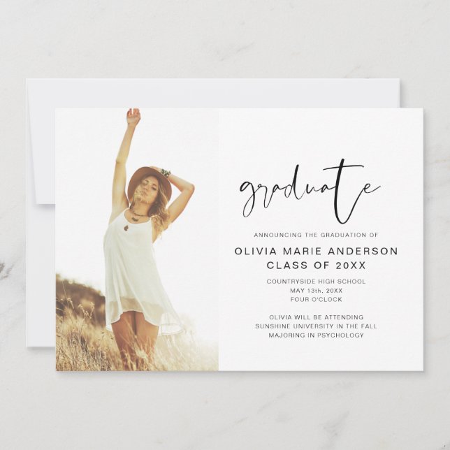 2024 Studenten-meddelande om minimalistfoto Inbjudningar (Framsida)