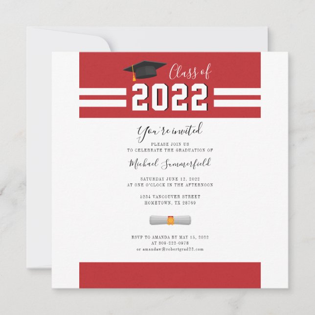 2024 Studentfest Red Grad-inbjudan Inbjudningar (Framsida)