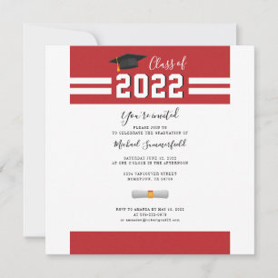 2024 Studentfest Red Grad-inbjudan Inbjudningar