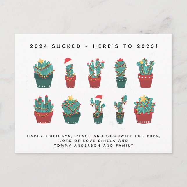 2024 Suckat! Nyår 2025 - julafton Helg Vykort (Framsida)