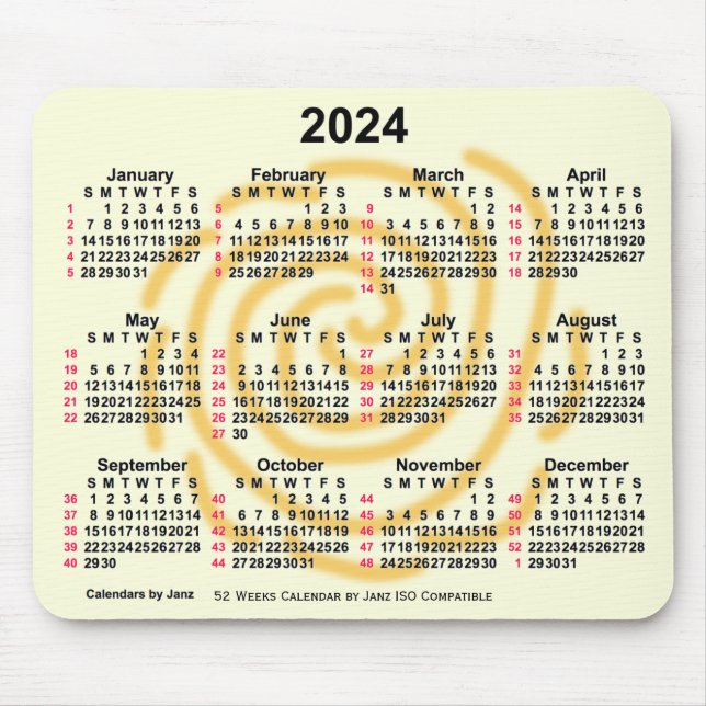 2024 Sunny Days 52 veckor ISO Calendar av Janz Musmatta (Framsidan)