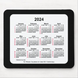 2024 svart 52 veckors ISO-kalender av Janz Two Ton Musmatta