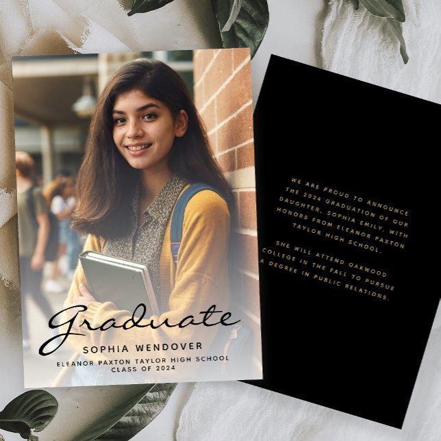 2024 Svart Guld Utexamineringsinbjudan Foto Inbjudningar (Skapare uppladdad)