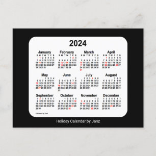 2024 Svart Holiday Mini-kalender av Janz Helg Vykort
