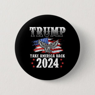 2024 Ta Amerika tillbaka amerikanska Flagga Trump Knapp