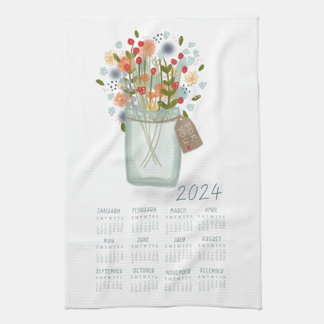 2024 Tea Towel Calendar Kitchen Towel Towel Kökshandduk (Vertikal)