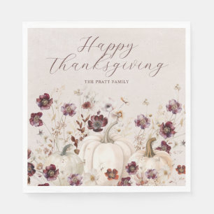 2024 Thanksgiving Middag Pumpkin Wildblomma Pappersservett
