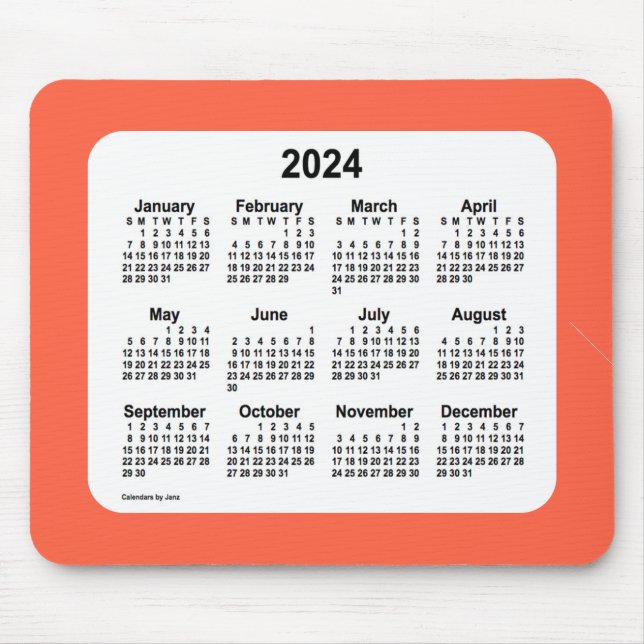 2024 Tomato Red Calendar av Janz Mouse Pad Musmatta (Framsidan)