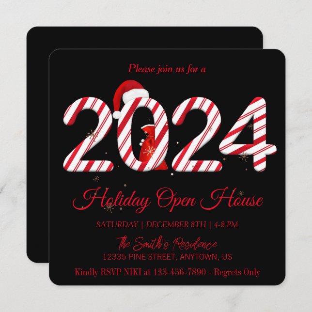 2024 Tomte, snöflingor elegant chic Julkort (Fram/baksida)