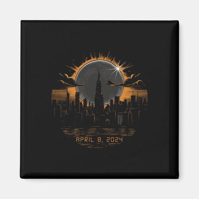 2024 Total Solar Eclipse April 8 New York Magnet (Framsidan)
