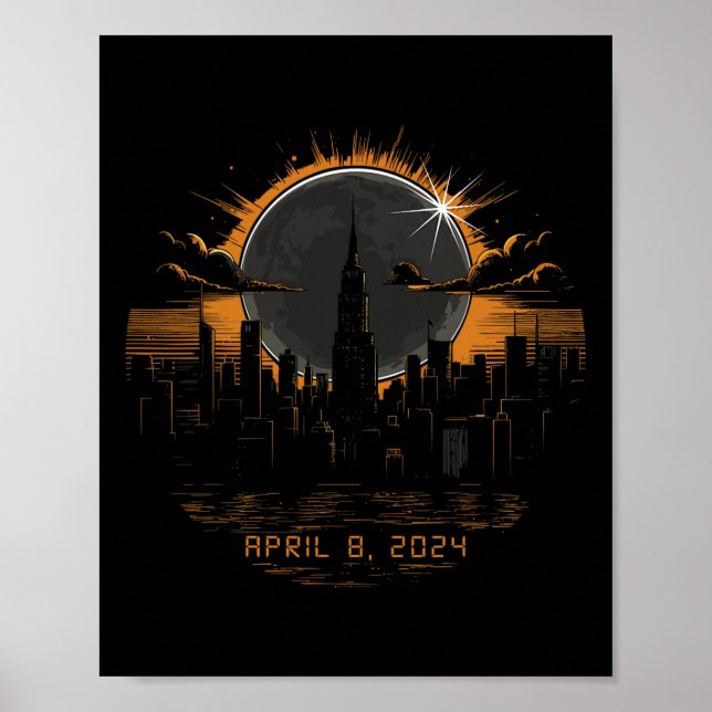 2024 Total Solar Eclipse April 8 New York Poster (Framsidan)