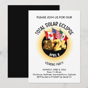 2024 TOTAL SOLAR ECLIPSE Flaggor Watch Party Inbjudningar