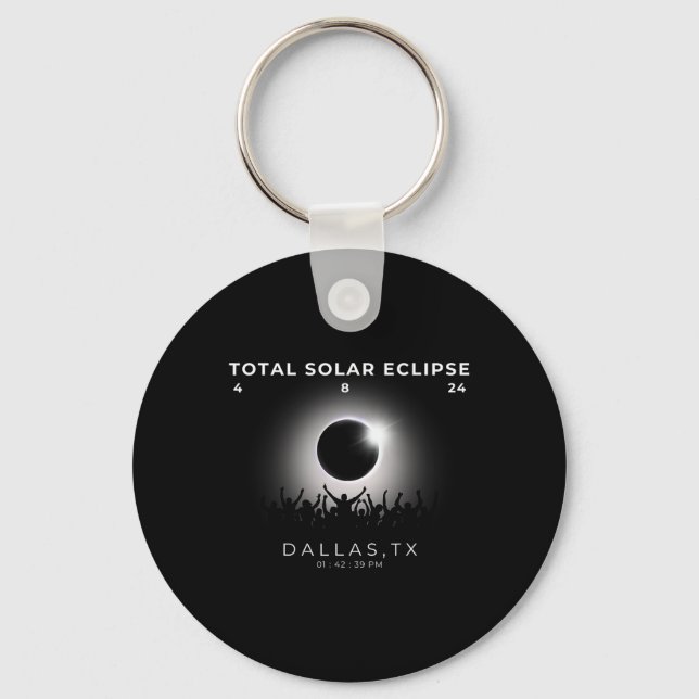 2024 Total Solar Eclipse Totality Dallas Texas Wat Nyckelring (Framsida)