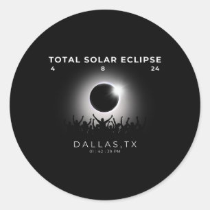 2024 Total Solar Eclipse Totality Dallas Texas Wat Runt Klistermärke