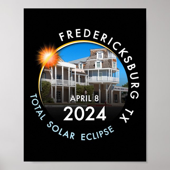 2024 Total Solar Eclipse Totality Fredericksburg T Poster (Framsidan)