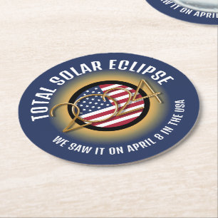 2024 TOTAL SOLAR ECLIPSE USA UNDERLÄGG PAPPER RUND