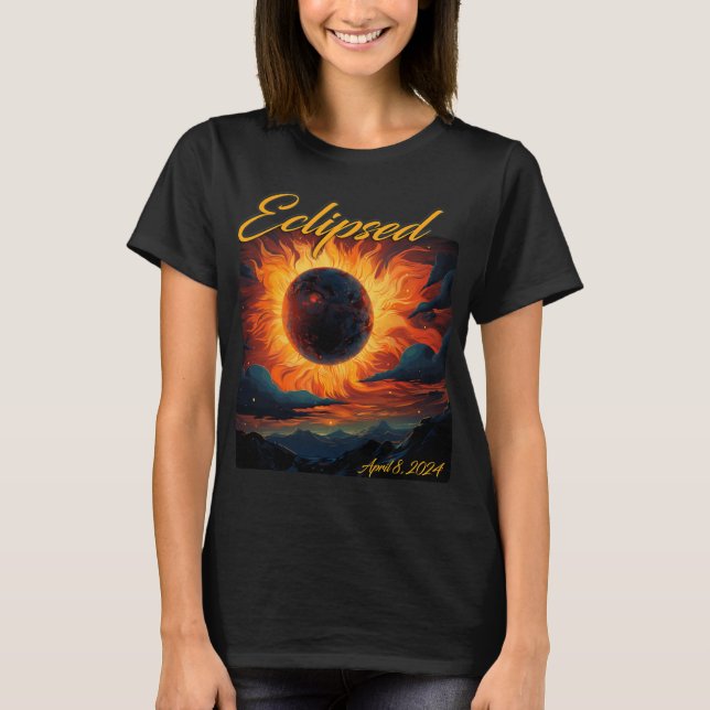 2024 Total solcellssolenergi i Sol Måne T Shirt (Framsida)