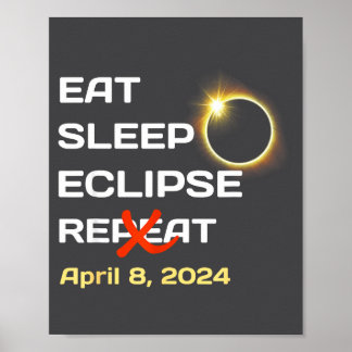 2024 Total Solförmörkelse I Amerika - Rolig Totali Poster