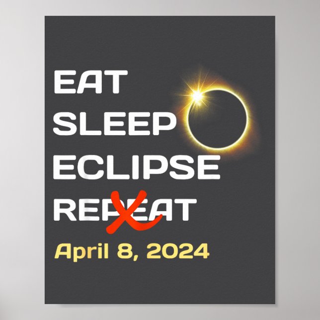 2024 Total Solförmörkelse I Amerika - Rolig Totali Poster (Framsidan)