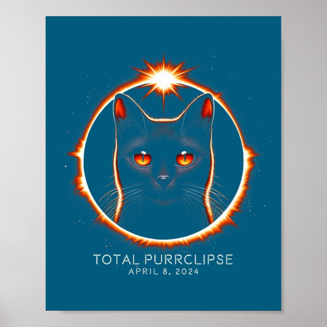2024 Total solförmörkelse Roligt Purrclipse Katt M Poster (Framsidan)