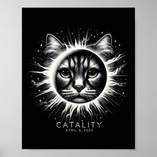 2024 Total solförmörkelse Rollig Catality Katt Med Poster