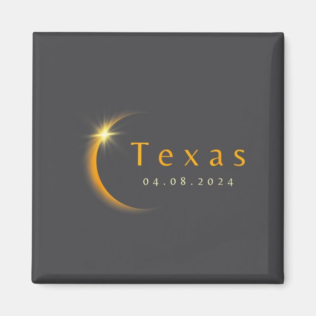 2024 Total solförmörkning stat Texas 8 april 2024 Magnet (Framsidan)