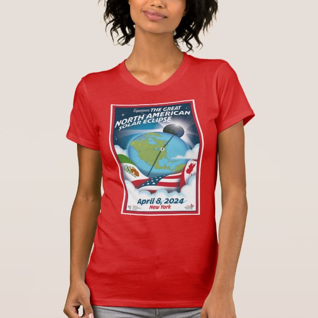 2024 Totalt Solar Eclipse New York T Shirt (Framsida)