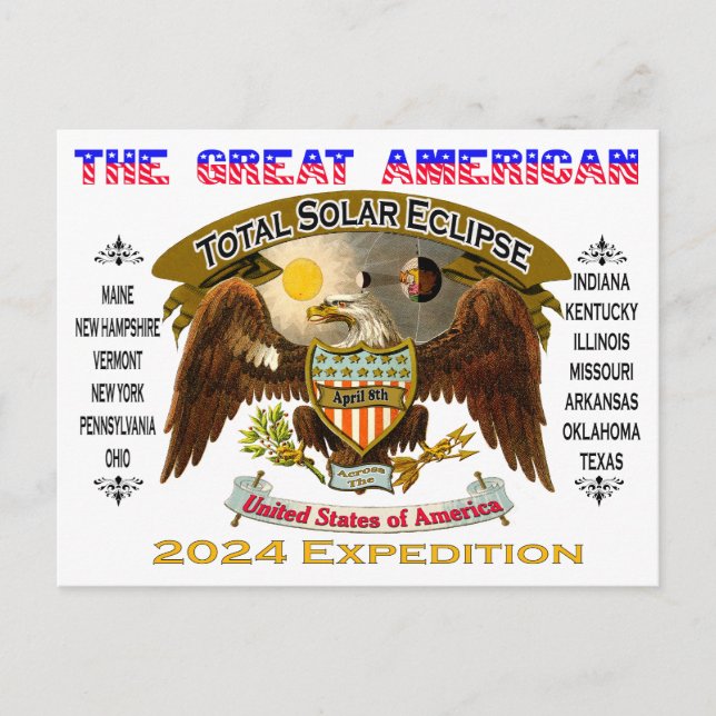 2024 Totalt Solärt Eclipse-vykort Vykort (Framsida)
