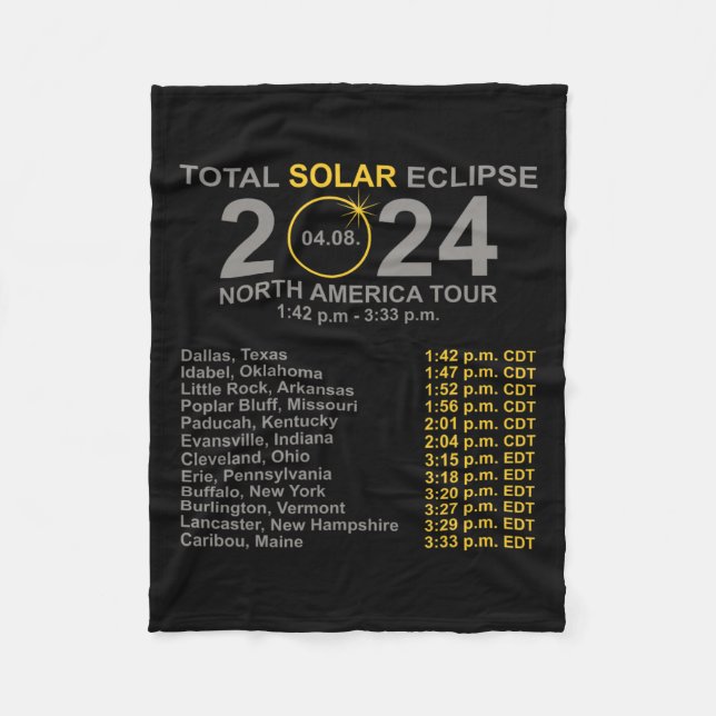 2024 Totalt solenergieklipse 8 Väg i elklippet Fleecefilt (Framsidan)