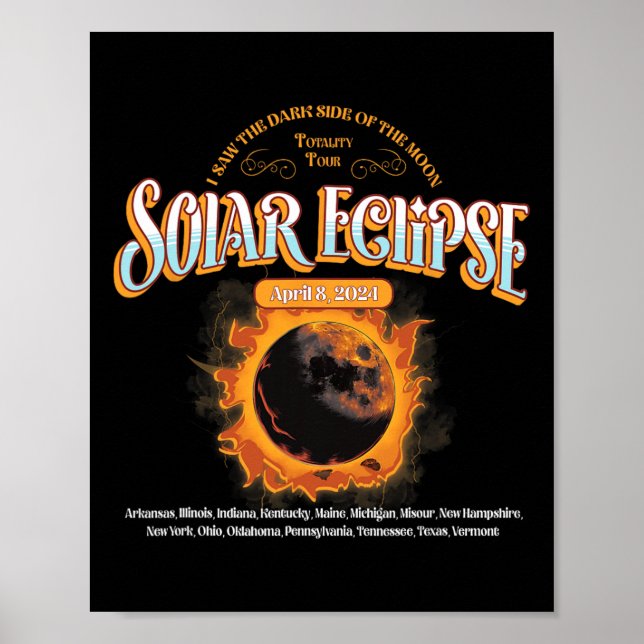 2024 Totalt solenergieklipse 8 Väg i elklippet Poster (Framsidan)