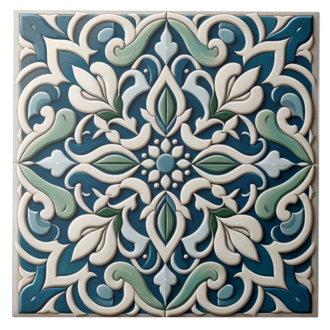 2024 Trends: Symmetrical Blommigt Tiles Kakelplatta (Framsidan)
