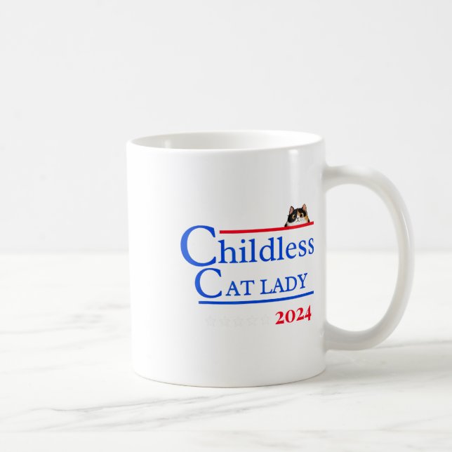 2024 Tröja Barnlös Kattdam 2024 Rösta Kamala-har Kaffemugg (Höger)