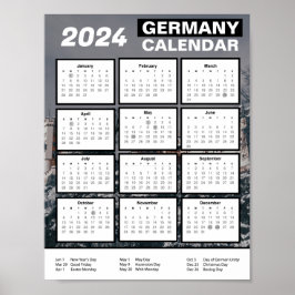 2024 Tyskland Kalender på engelska | Hämta PDF Poster