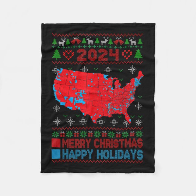 2024 Val Karta Trump Landglid God jul Fleecefilt (Framsidan)