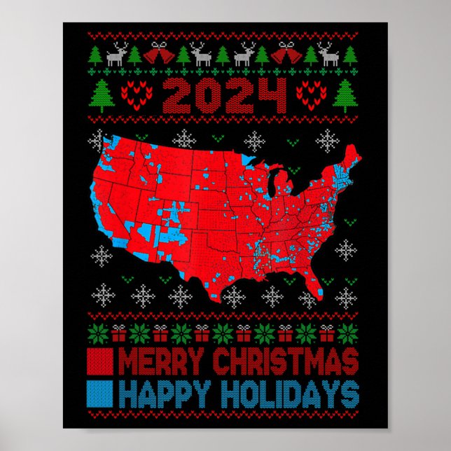 2024 Val Karta Trump Landglid God jul Poster (Framsidan)
