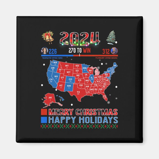 2024 Valtrumplandning i Karta God jul Magnet (Framsidan)