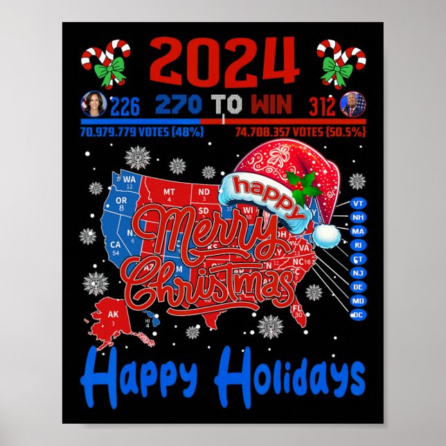 2024 Valtrumplandning i Karta God jul Poster (Framsidan)