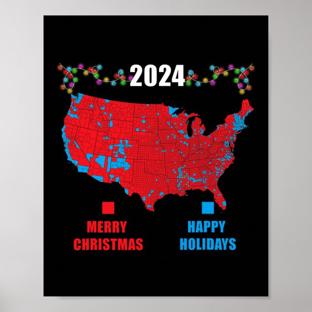 2024 Valtrumplandning i Karta God jul Poster (Framsidan)