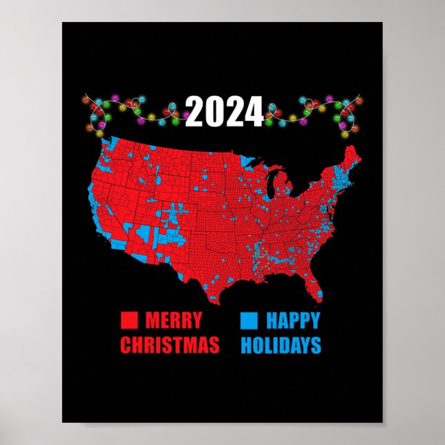 2024 Valtrumplandning i Karta God jul Poster (Framsidan)