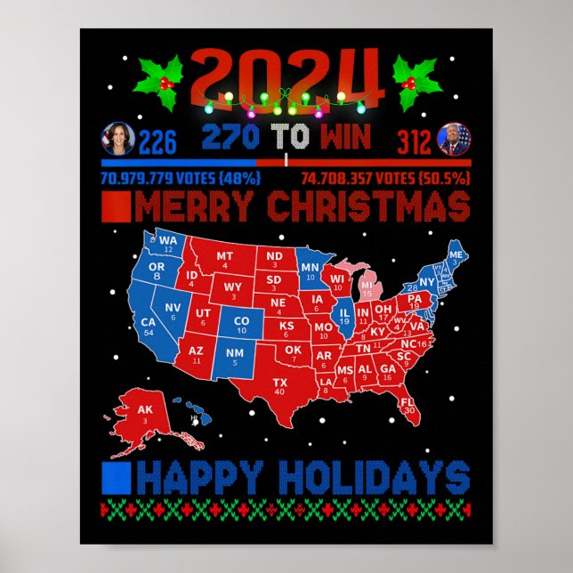 2024 Valtrumplandning i Karta God jul Poster (Framsidan)