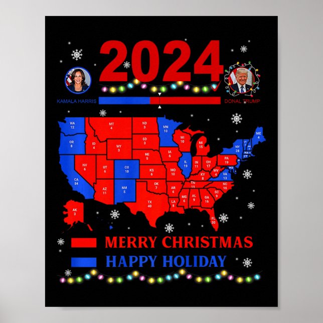 2024 Valtrumplandning i Karta God jul Poster (Framsidan)