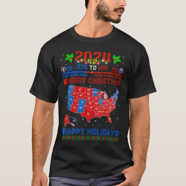2024 Valtrumplandning i Karta God jul T Shirt (Framsida)