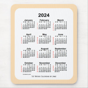 2024 Vetekalender 52 veckor från Janz Musmatta