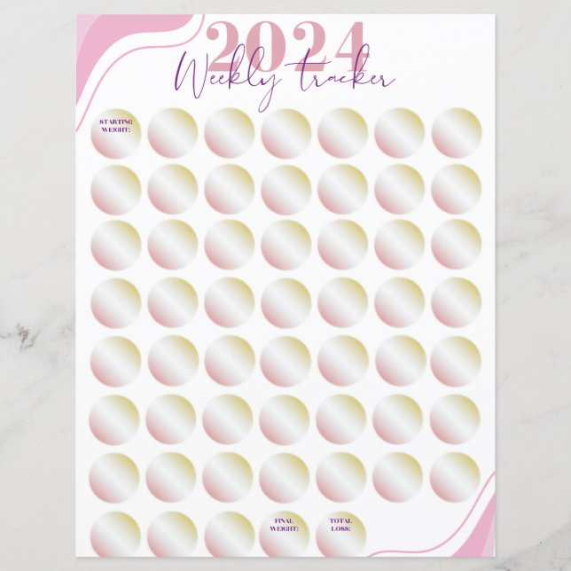 2024 Viktförlustspårare | Progress Tracker | Kost (Framsida)